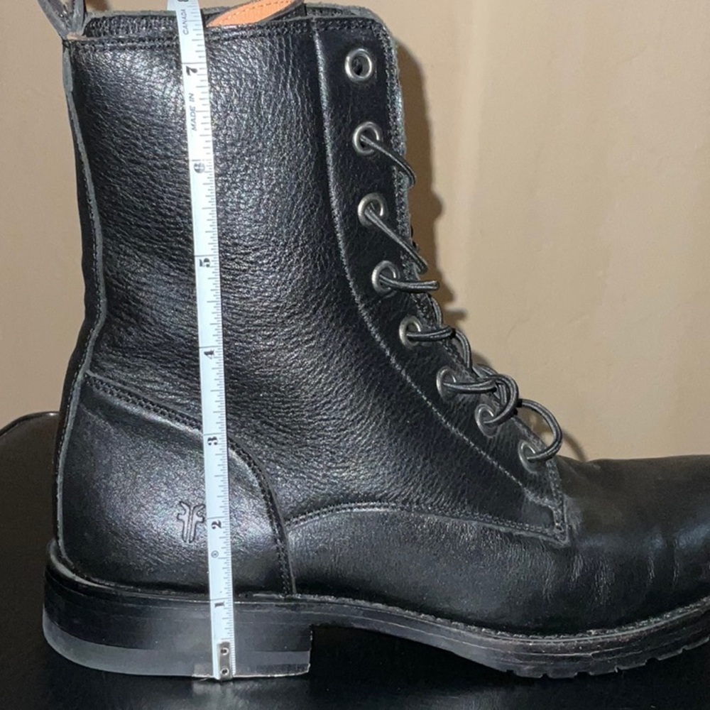 Frye Natalie Women's Black Leather Lace-Up Combat Boots - Picture 11 of 11